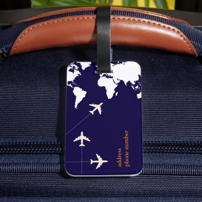 Stylish aeroplane travel luggage tag (Back Insitu 4)