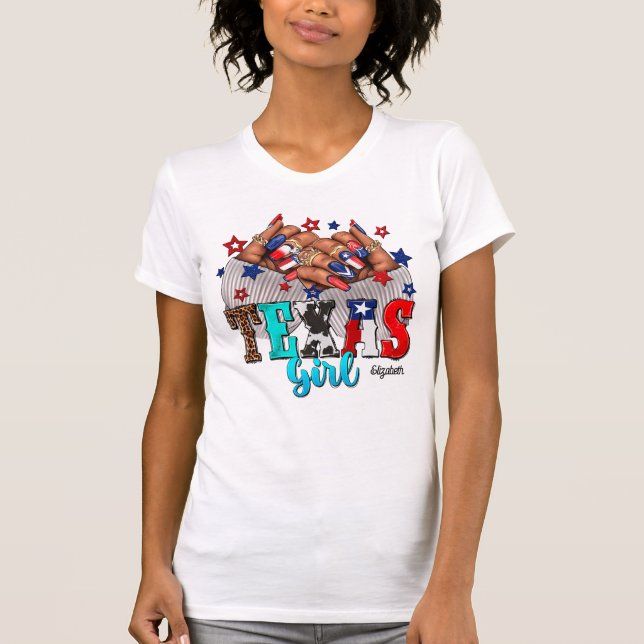 Stylish African American Texas Nail Salon Design T-Shirt (Front)