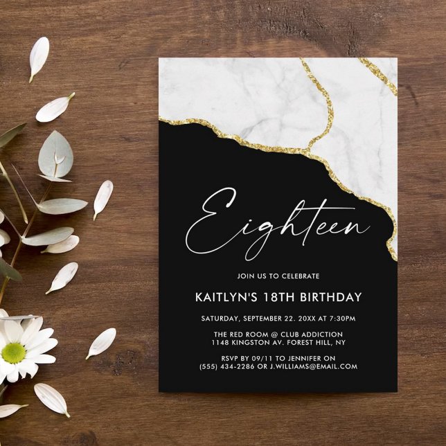Stylish Agate & Marble 18th Birthday Invitation (Creator Uploaded)