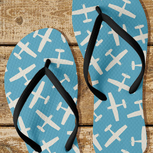 Stylish Aircraft Pattern Blue Jandals