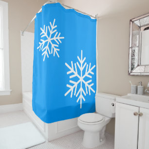 Stylish Alpine Snowflakes On Shower Curtain