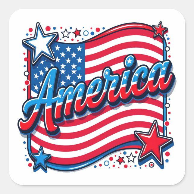Stylish America Square Sticker (Front)