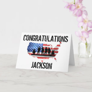 Stylish American Personalised Army Graduation Card