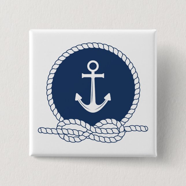 Stylish Anchor And Rope 15 Cm Square Badge (Front)
