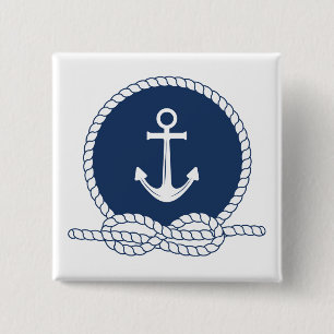 Stylish Anchor And Rope 15 Cm Square Badge