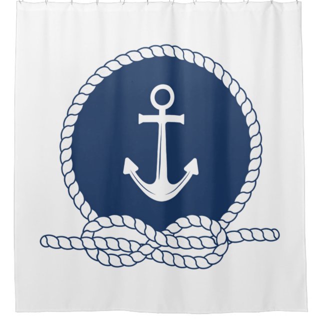 Stylish Anchor And Rope Shower Curtain (Front)