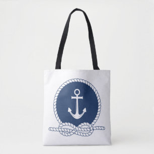 Stylish Anchor And Rope Tote Bag