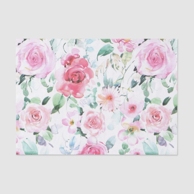 Stylish and Colourful Floral Roses Tissue Paper (Front)