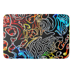 Stylish and Colourful Neon Patterns Shape Bath Mat
