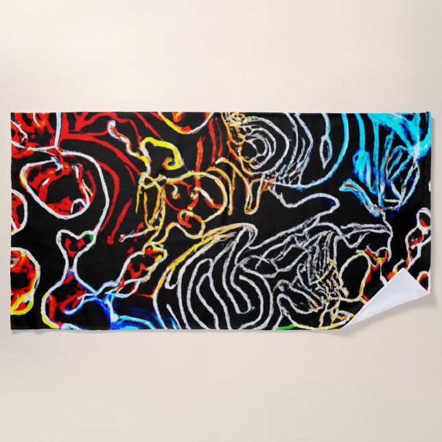 Stylish and Colourful Neon Patterns Shape Beach Towel (Front)