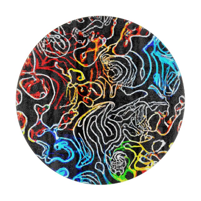 Stylish and Colourful Neon Patterns Shape Cutting Board (Front)