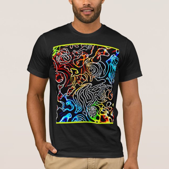 Stylish and Colourful Neon Patterns Shape T-Shirt (Front)