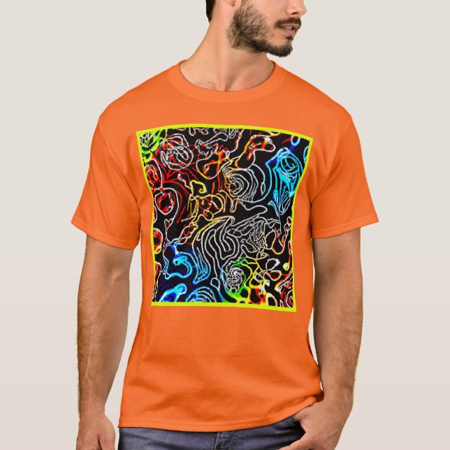 Stylish and Colourful Neon Patterns Shape T-Shirt (Front)