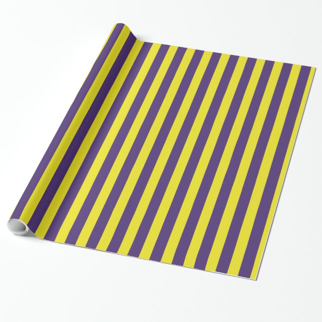 Stylish and cool Yellow and Purple Stripes Pattern Wrapping Paper (Unrolled)