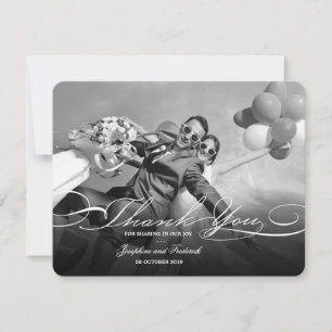 Stylish And Elegant Script Photo Simple Wedding Thank You Card