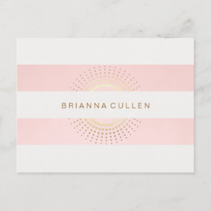 Stylish and Elegant Striped Pink and Gold Circles Postcard