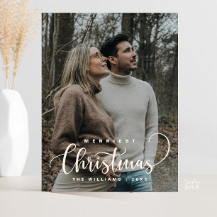 Stylish and Rustic, Merry Christmas Family Photo Postcard