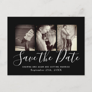 Stylish and Simple Black and White Save the Date Announcement Postcard