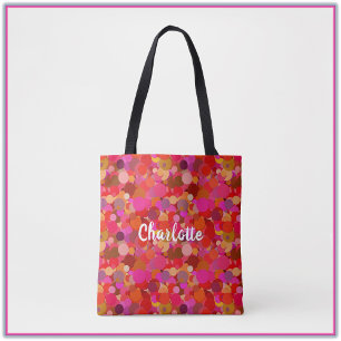 Stylish and Trendy Vibrant Pink Circle Pattern Tote Bag