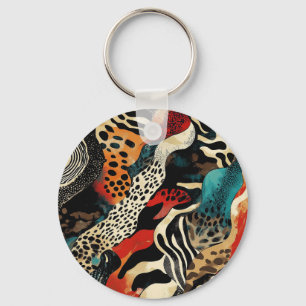 Stylish Animal Print Fusion Design Key Ring