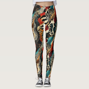 Stylish Animal Print Fusion Design Leggings