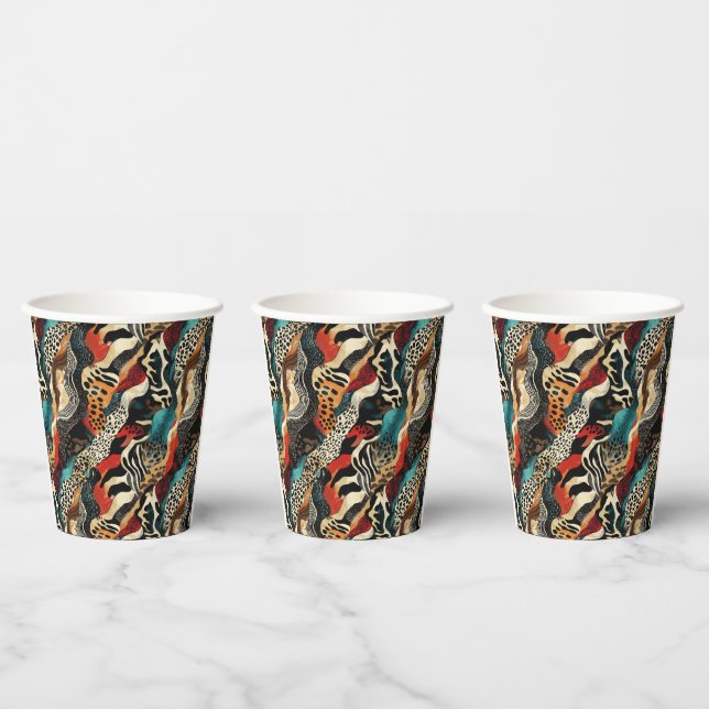 Stylish Animal Print Fusion Design  Paper Cups (Multi)