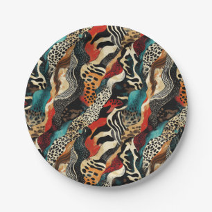 Stylish Animal Print Fusion Design  Paper Plate
