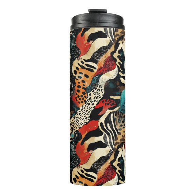 Stylish Animal Print Fusion Design  Thermal Tumbler (Front)