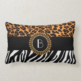 Stylish Animal Prints Zebra and Leopard Patterns Lumbar Cushion