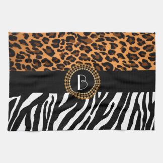 Stylish Animal Prints Zebra and Leopard Patterns Tea Towel