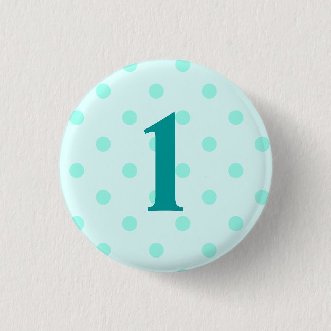 Stylish Aqua Polka Dots Age 3 Cm Round Badge (Front)