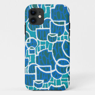 Stylish Aqua, Sea Green, Turquoise, White Abstract Case-Mate iPhone Case
