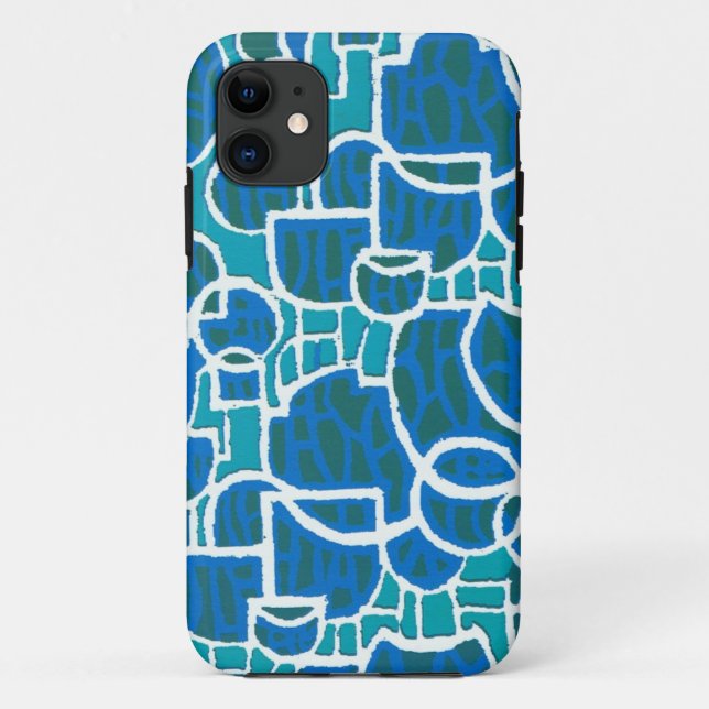 Stylish Aqua, Sea Green, Turquoise, White Abstract Case-Mate iPhone Case (Back)
