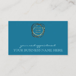 Stylish Aqua Teal Turquoise Business Logo    Appointment Card
