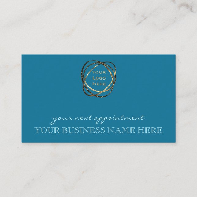 Stylish Aqua Teal Turquoise Business Logo    Appointment Card (Front)