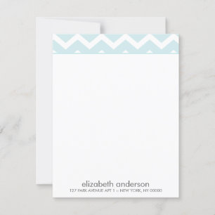 Stylish Aqua Zig Zag Chevron Pattern Note Cards