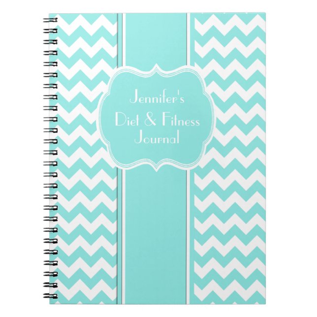 Stylish Aquamarine Chevron Custom Journal (Front)