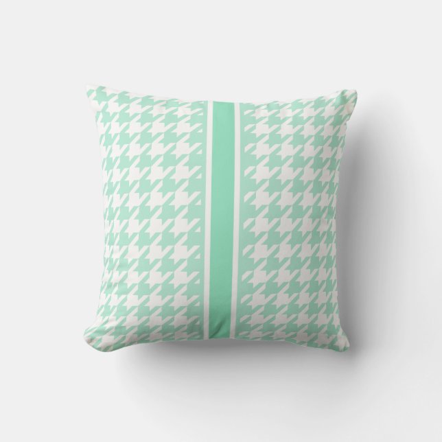 stylish aquamarine houndstooth with monogram cushion (Front)