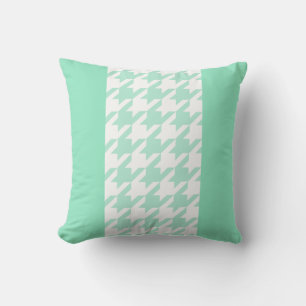 stylish aquamarine houndstooth with monogram cushion