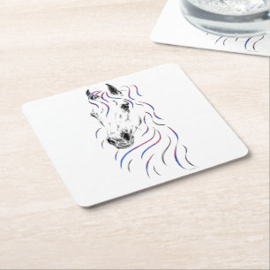 Stylish Arabian Horse Square Paper Coaster