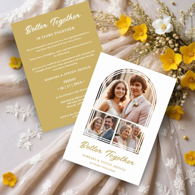 Stylish Arch 3 Photos Elegant Wedding Anniversary Invitation (Stylish Arch 3 Photos Elegant Wedding Anniversary Invitation Card as a Time Life Glamourous.)