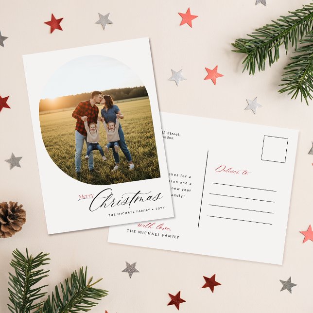 Stylish Arch Photo Christmas Holiday Postcard (Creator Uploaded)