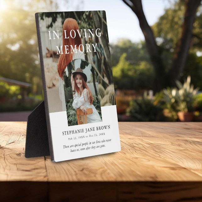 Stylish Arch Photo Collage In Loving Memory Plaque (Creator Uploaded)