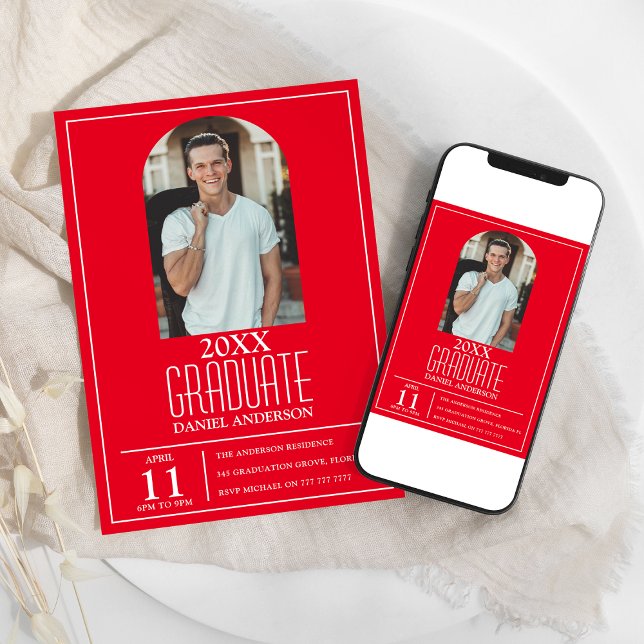 Stylish Arch Photo Graduation Invitation (Creator Uploaded)