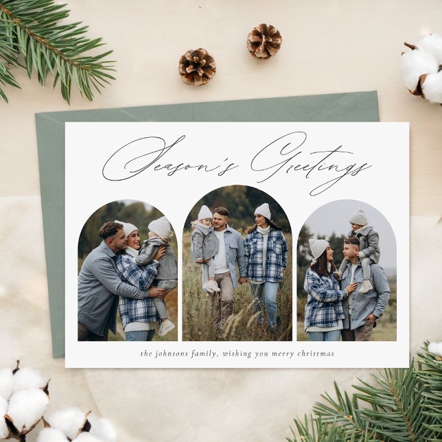 Stylish Arch Season's Greetings Family Photo Holiday Card (Creator Uploaded)