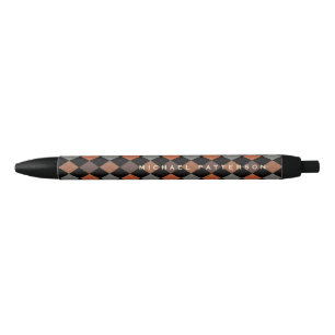 Stylish Argyle Personalised For Him Black Ink Pen