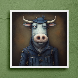 Stylish arm Fashion- Funny cow in a costume Poster