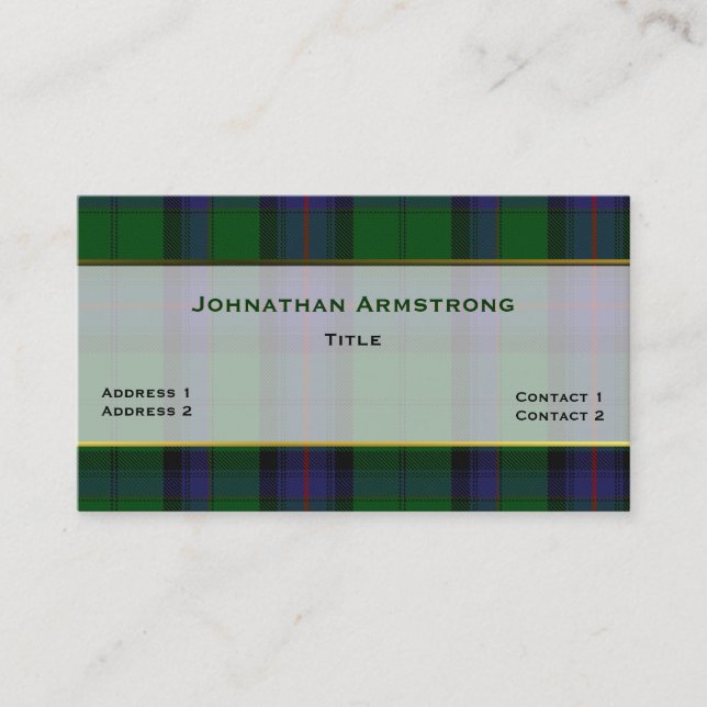 Stylish Armstrong Clan Plaid Custom Business Card (Front)