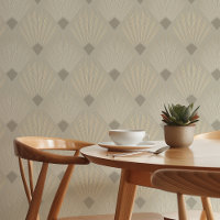 Stylish Art Deco Beige & Cream Geometric Design