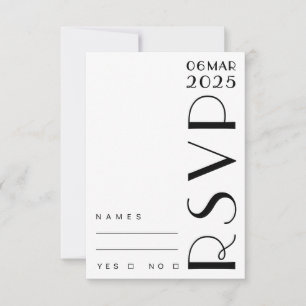 Stylish Art Deco Black White Wedding RSVP Card
